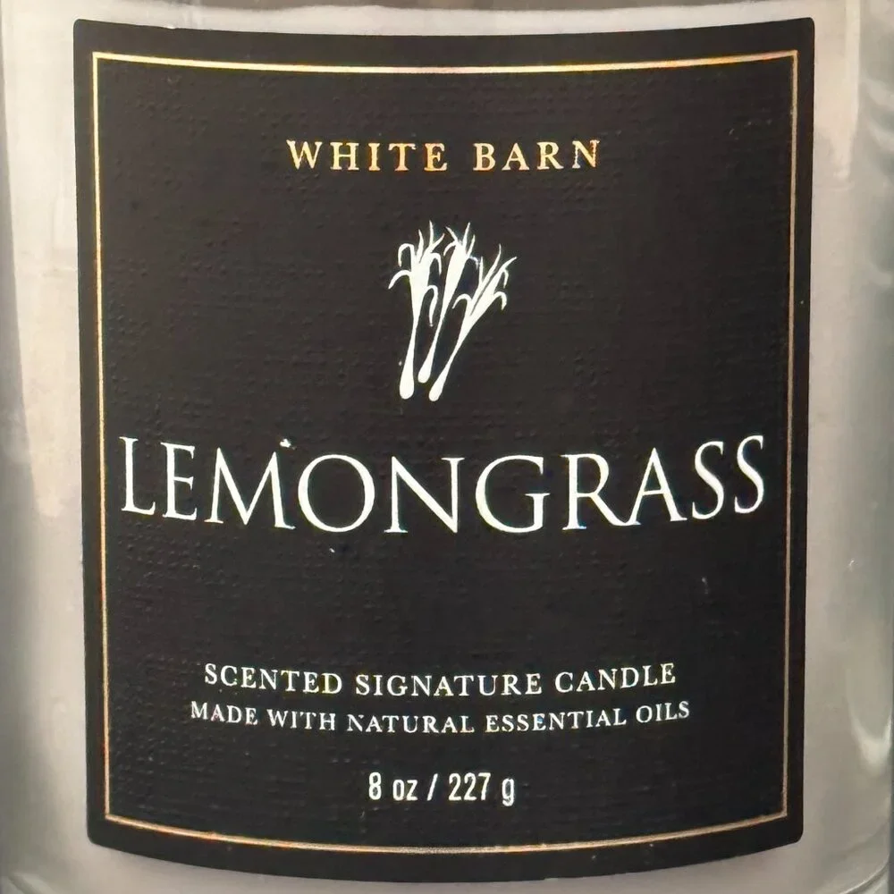 BBW Lemongrass White Barn Bath & Body Works Single Wick Candle - Picture 3 of 10